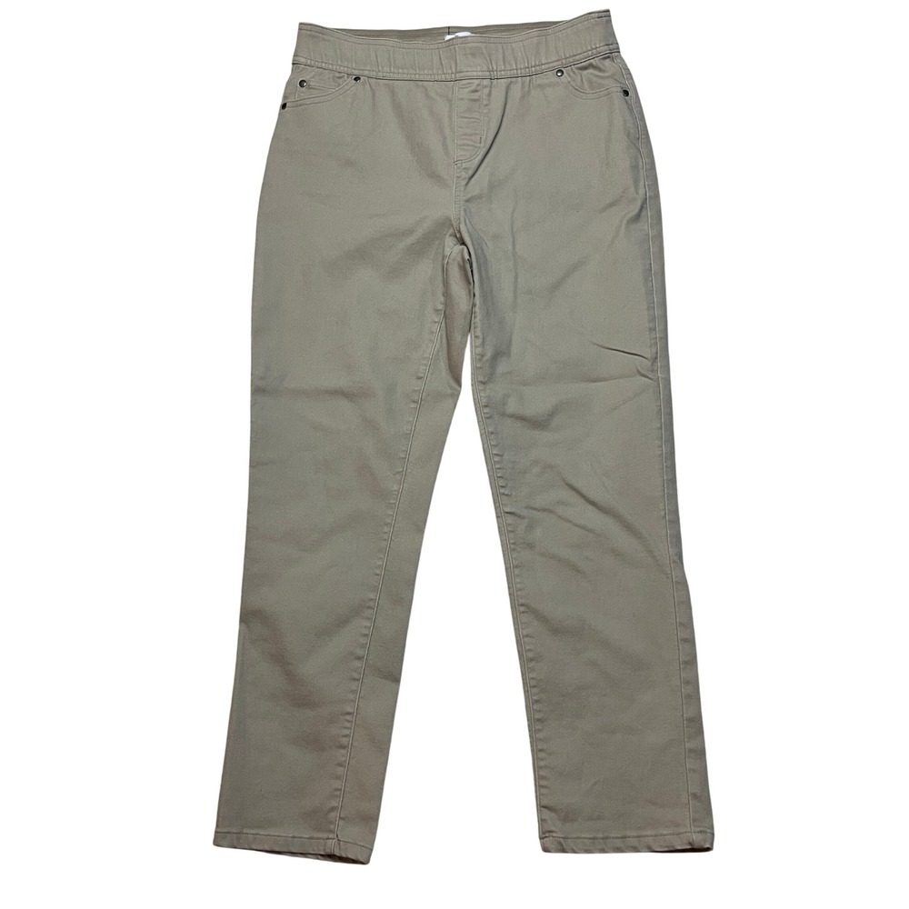 Kim Rogers Pants Womens 6PS Khaki Beige Pull On Stretch Straight Leg Casual 6953